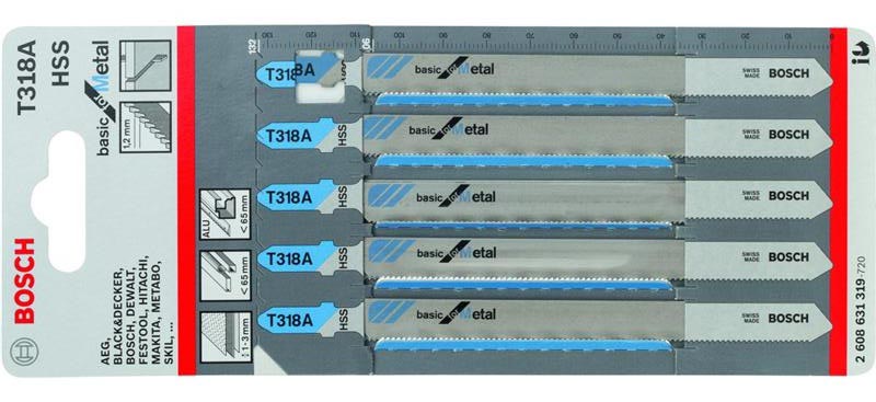 Lưỡi cưa lọng T 318 A - Sắt (bộ 5 lưỡi) Bosch 2608631319
