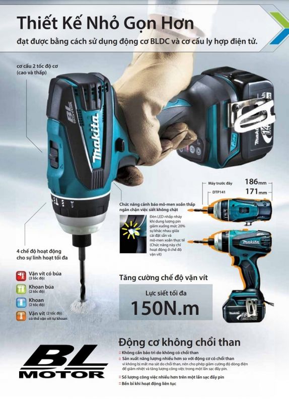 ​​Makita DTP141Z có thiết kế nhỏ gọn