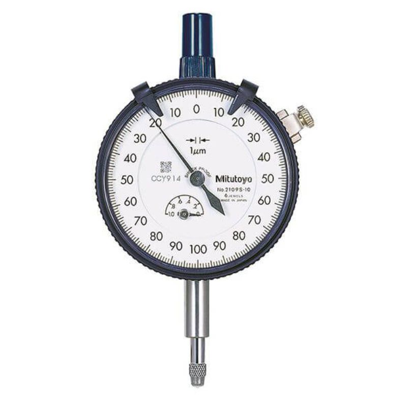 Đồng hồ so Mitutoyo 2109A-10 có độ chính xác cao với sai số chỉ ± 5μm và độ chia nhỏ nhất 0,001 mm