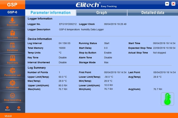 Giao diện chính phần mềm Elitech GSP-6