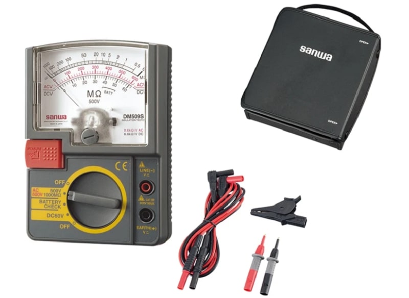 Bộ sản phẩm đồng hồ đo cách điện Sanwa DM509S
