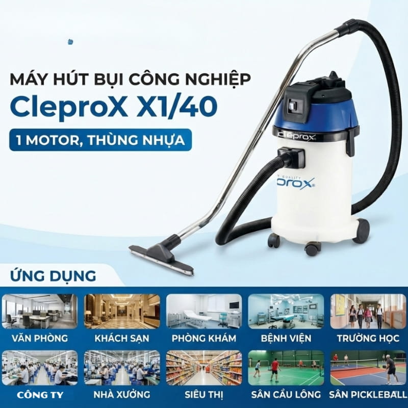 Máy hút bụi CleproX X1/40 thùng nhựa dung tích 30L, giá cả ưu đãi