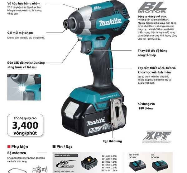 Máy bắt vít dùng pin Makita DTD153Z