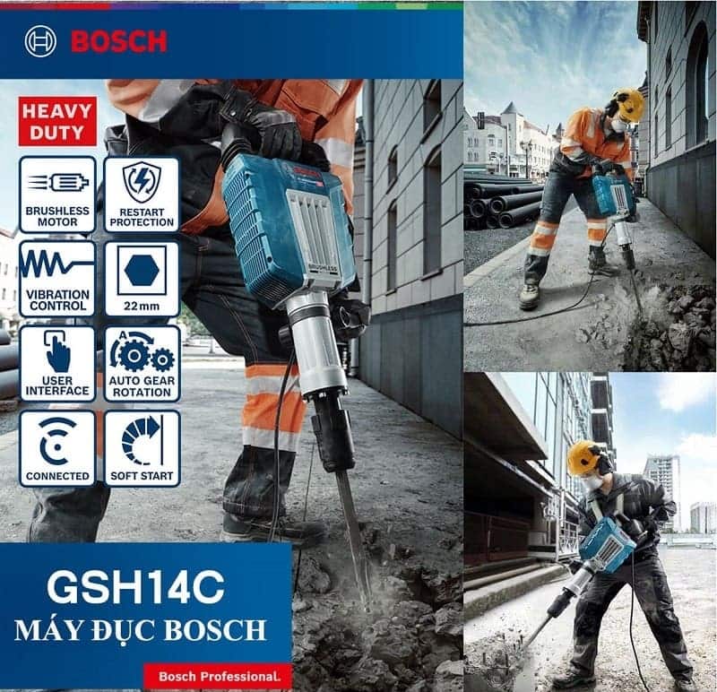 Máy đục bê tông Bosch GSH 14 VC sở hữu nhiều công nghệ hiện đại