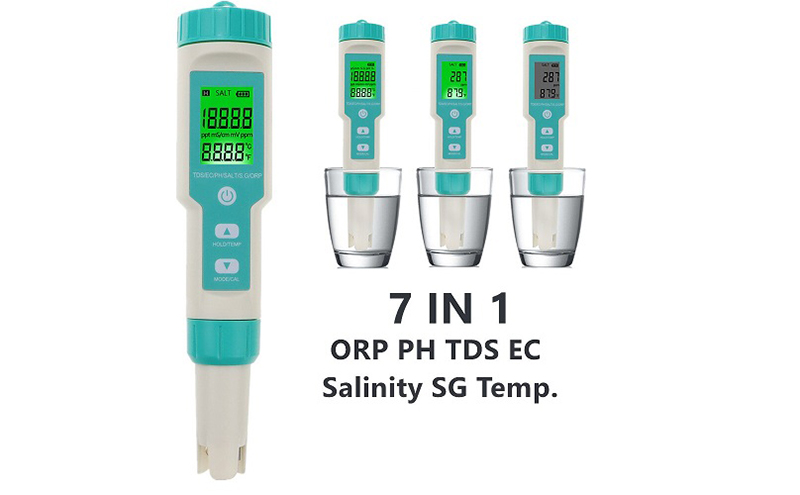 Bút đo 7 trong 1 Độ mặn/PH/TDS/EC/ORP/SG/Nhiệt độ COM600