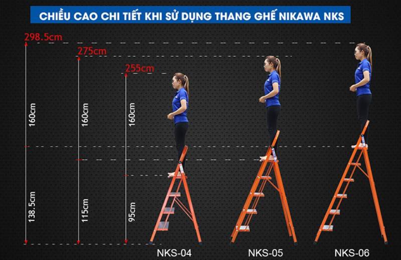 NKS-06 có chiều cao vừa phải dễ dàng thao tác trên cao