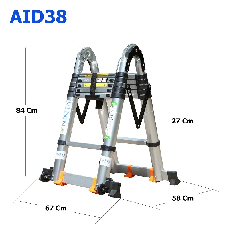 Thang nhôm rút đơn Nikita AID38 an toàn, dễ dàng sử dụng và bảo quản