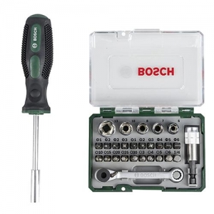 Bộ mũi vặn vít 27 món kèm tay cầm Bosch 2607017331