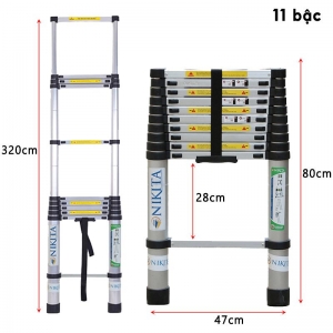 Thang nhôm rút Nikita KN-R32 có lớp cao su bảo vệ ở 2 góc chân thang