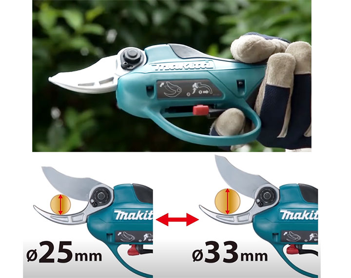 Makita DUP361RM2 là máy cắt cành chuyên nghiệp, lưỡi cắt sắc bén dùng được nhiều lượt