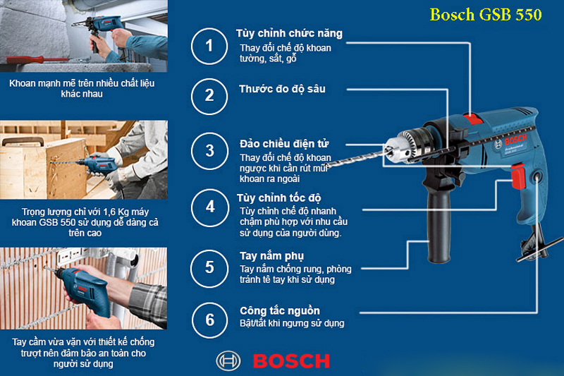 Bộ máy khoan Bosch GSB 550 Set 80