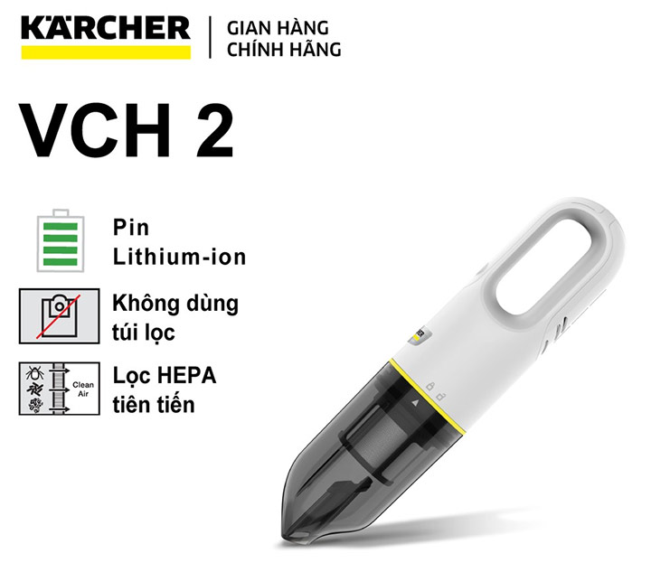 Tóm tắt thông tin chi tiết về máy hút bụi cầm tay pin Karcher VCH2