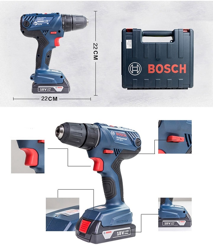 Máy khoan pin Bosch GSR 185-Li được thiết kế dễ dàng sử dụng
