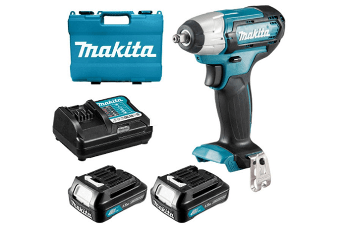 Máy siết bu lông Makita TW140DSYE và các phụ kiện đi kèm