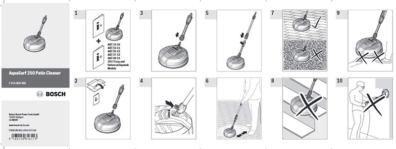 Hướng dẫn sử dụng Phụ kiện chà rửa sân Bosch