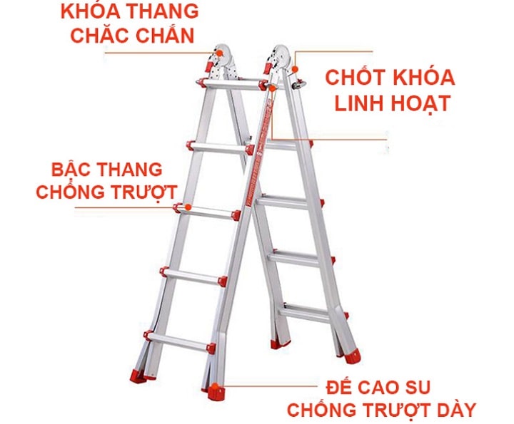 Thang nhôm chữ A đa năng Nikita AD40 được thiết kế thông minh