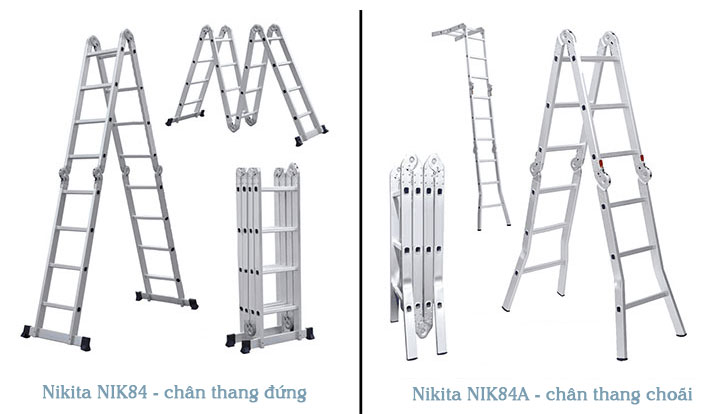 Hình ảnh minh họa về kiểu dáng thang nhôm gấp Nikita NIK84 (chỉ khác về số bậc)