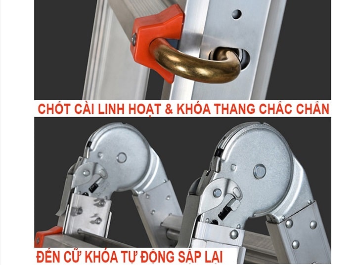 Thang nhôm rút đa năng Nikita AD-06 goomg 4 đoạn,cố định với nhau bởi các chốt cố định